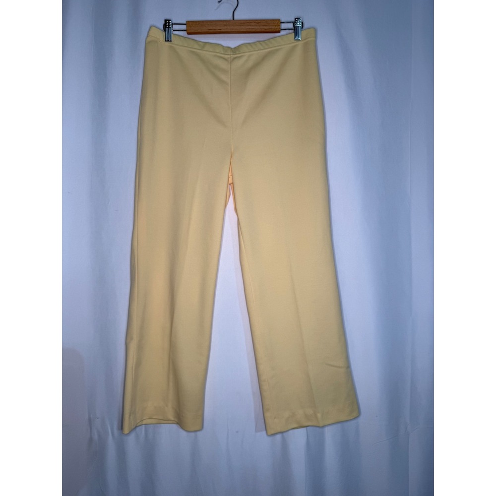 Vintage‎ Pale Yellow Textured Knit Straight Leg Pull On Pants Womens Pastel